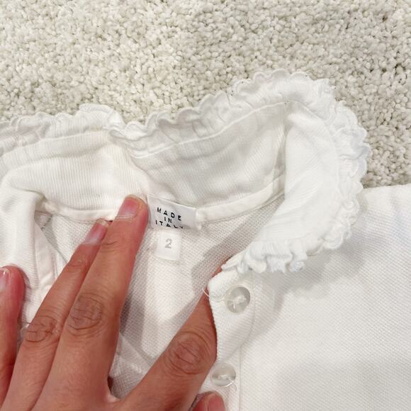 Girls 2T Bundle Cream Crewcuts Sweater with Pom Poms & White Baroni Firenze Polo - Picture 11 of 11